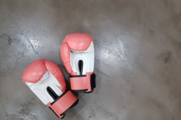 pair of pink boxing gloves