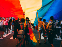 group of people under garment