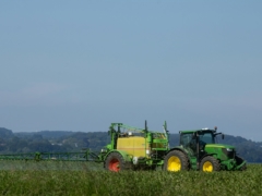 a tractor in a field